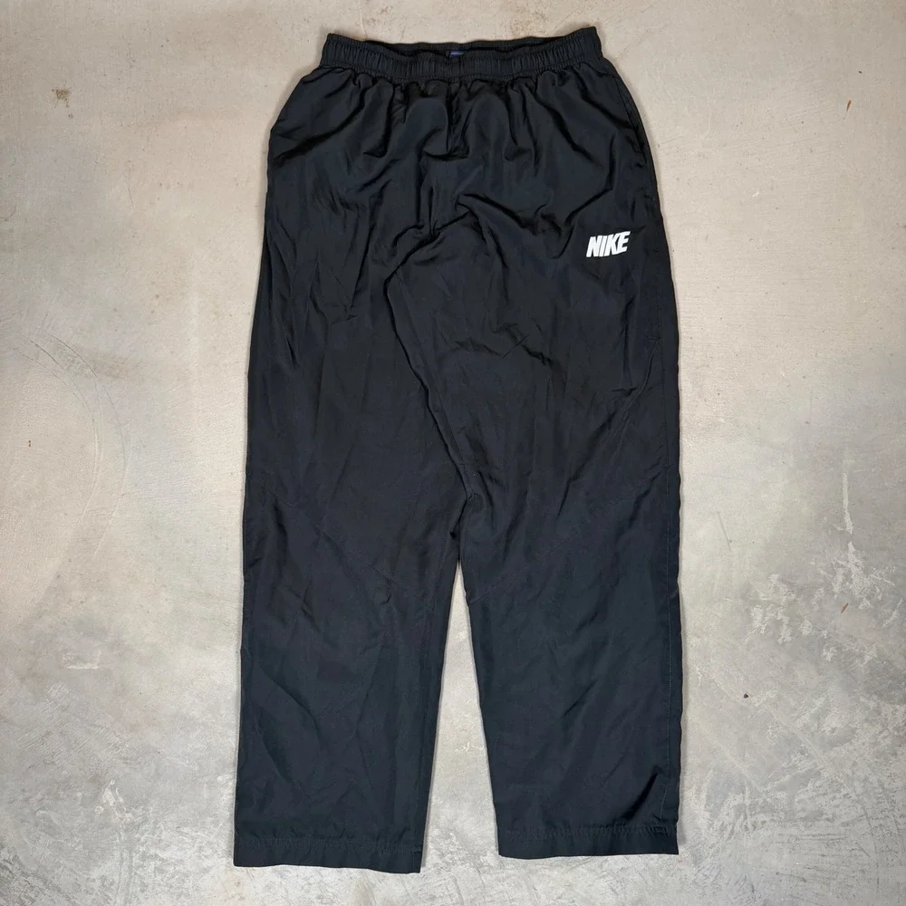Nike Mens XL Black Mesh Lined Windbreaker Track Pants Ankle Zip Joggers